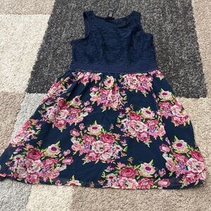 Floral Navy and Pink Dress